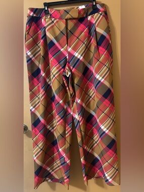 Ashley Stewart  Plaid Accessory - Bright Pink & Tan